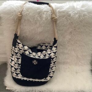 Tory Burch Navy and White Shoulder Bag